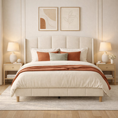 Balynda 46.9“ Tall Headboard Linen Upholstered Wingback Platform Bed