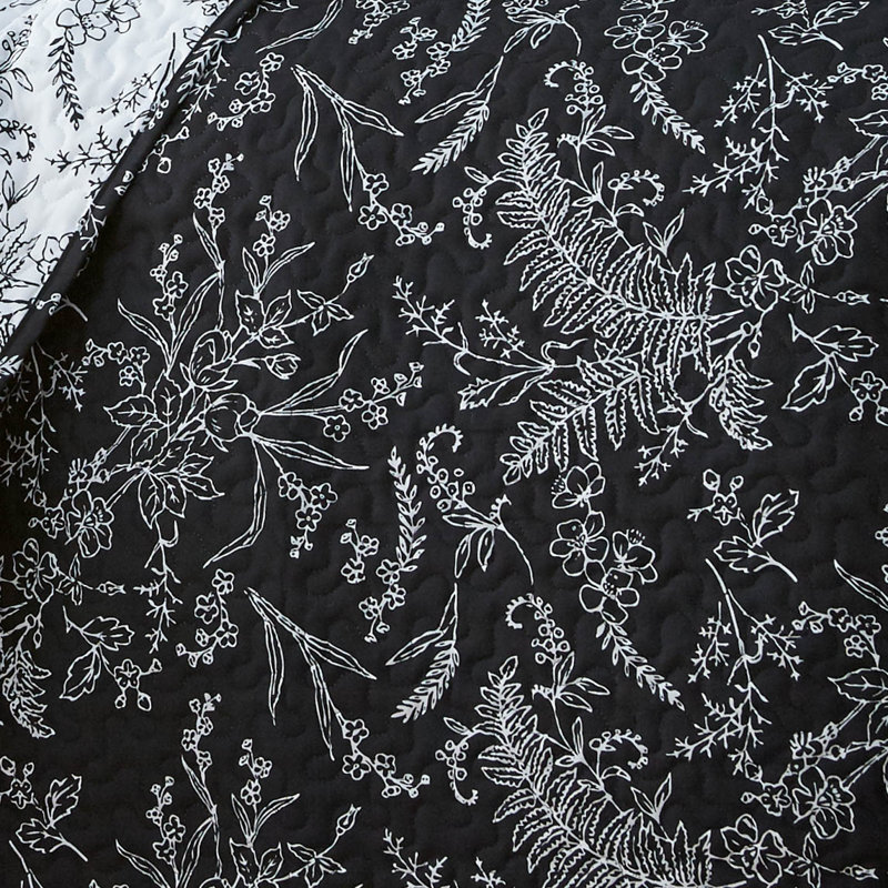 Winter Brush Black Twin Microfiber Reversible Quilt Set