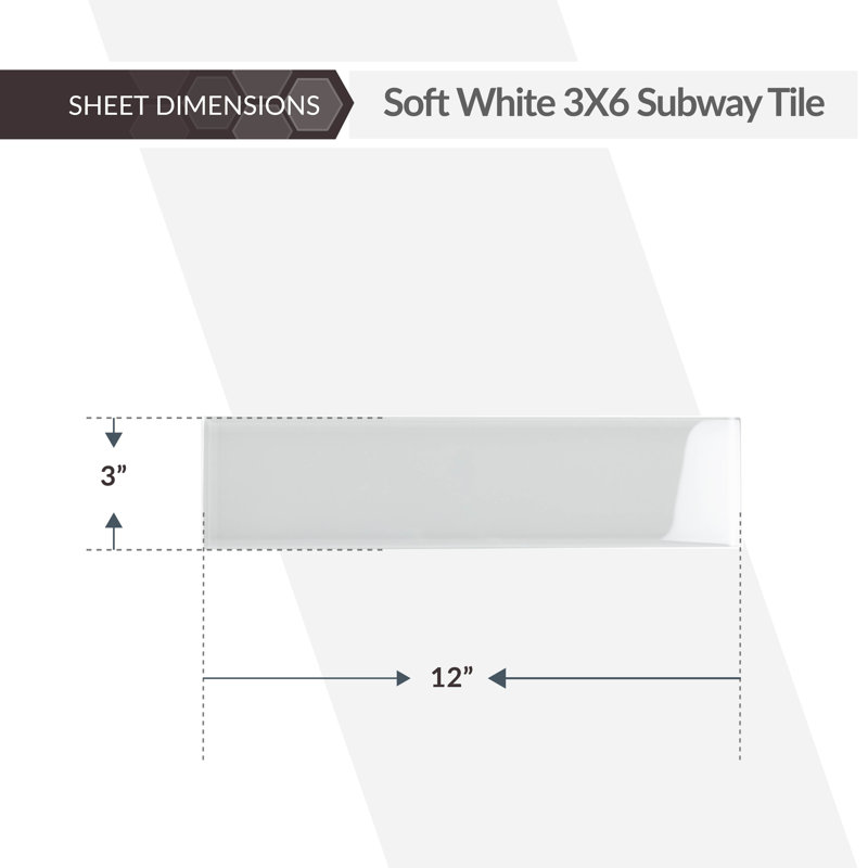 3'' x 12'' Glass Subway Wall Tile, White