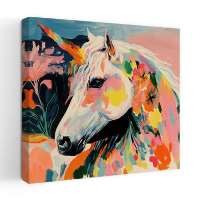 Art mural coloré abstrait avec licorne