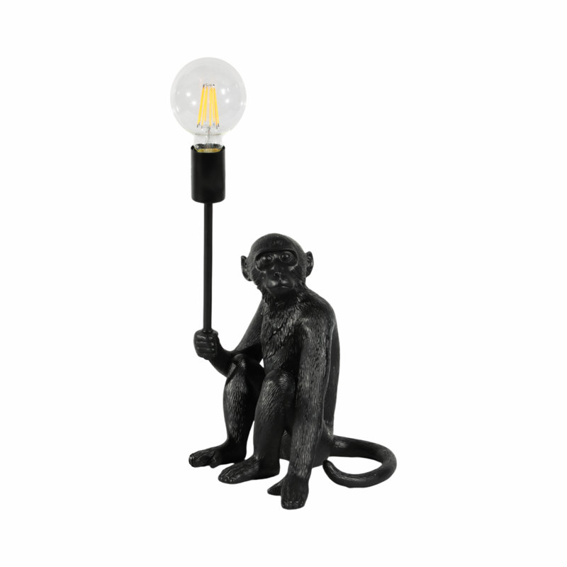 Trinx 20" Monkey Table Lamp With Bulb, Enigmatic Black