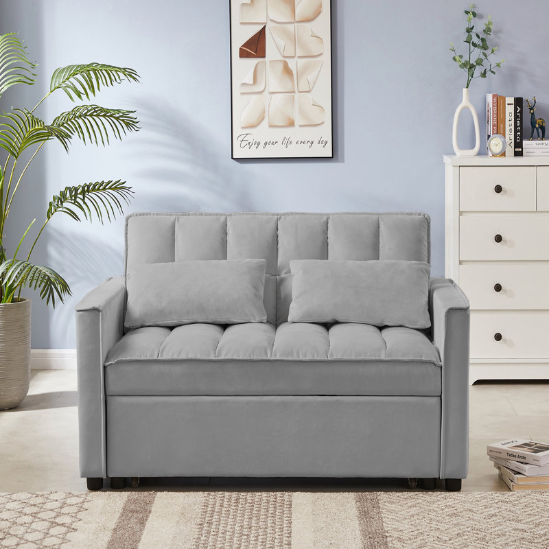 Design moderne, canapé-lit en velours (pieds de 7 cm), assemblage facile, Gris