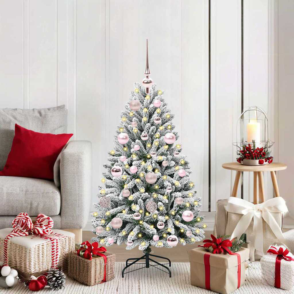 Artificial Christmas Tree Green and White PVC and Metal