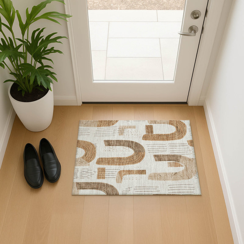 Premium Machine Washable Mehara AMF1698 Geometric Rug, Rectangle 1'8" x 2'6"