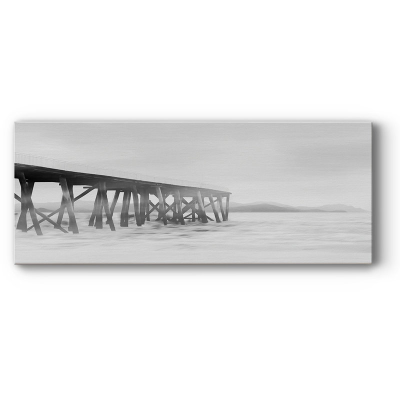 Misty Morning Pier - Impression sur toile tendue, H 24 po x l 60 po x P 1,5 po
