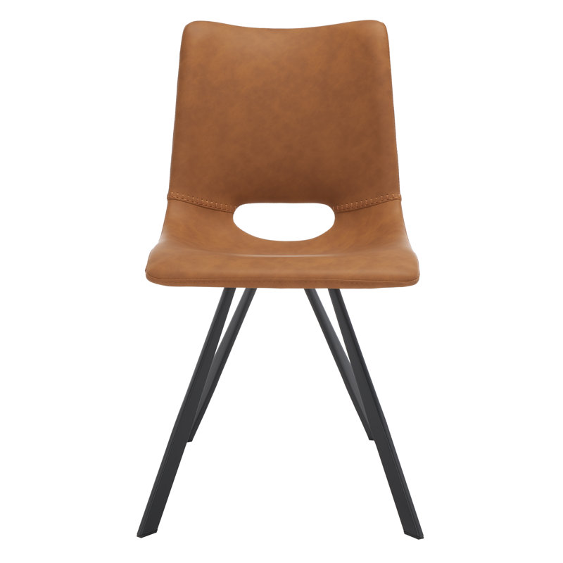 Chaise d'appoint en polyuréthane, Similicuir cognac