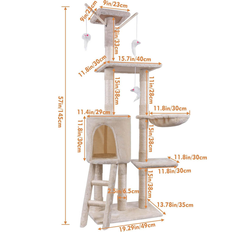 145cm H Cat Tree, Beige