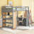 Loft Bed with L-Shaped Desk and Storage Bookcase-152132129-152132130