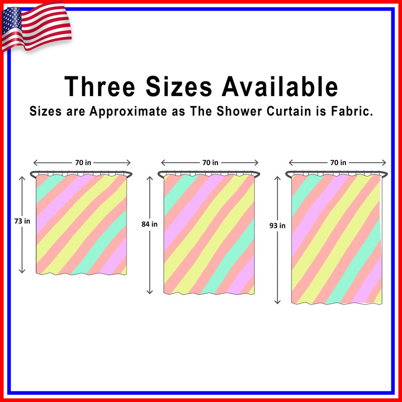 Pastel Diagonal Stripes Shower Curtains Extra Long, 70in W x 93in H