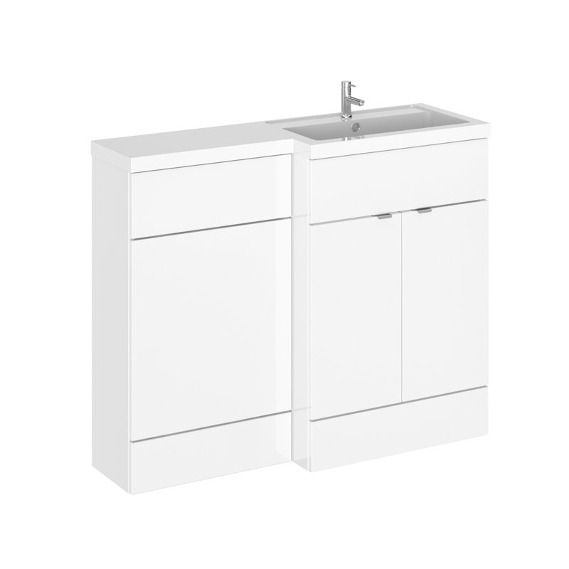 Fusion 3 Piece Toilet & Basin Unit, Right-Handed, Gloss White
