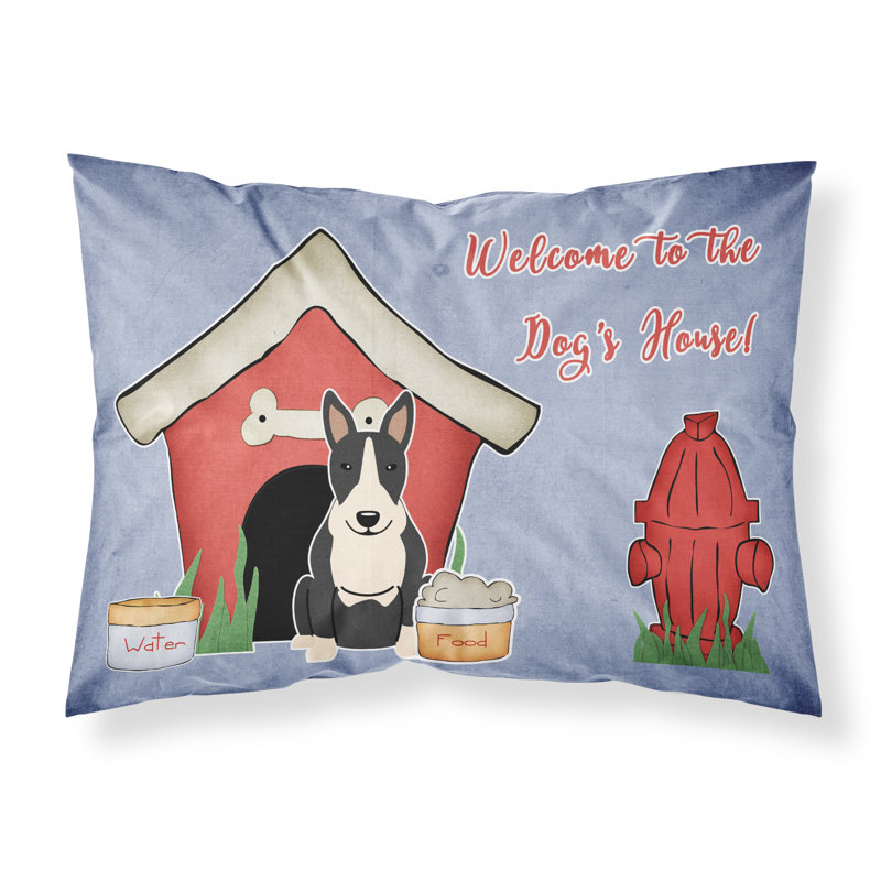 Taie d’oreiller chien house, Bull terrier noir et blanc
