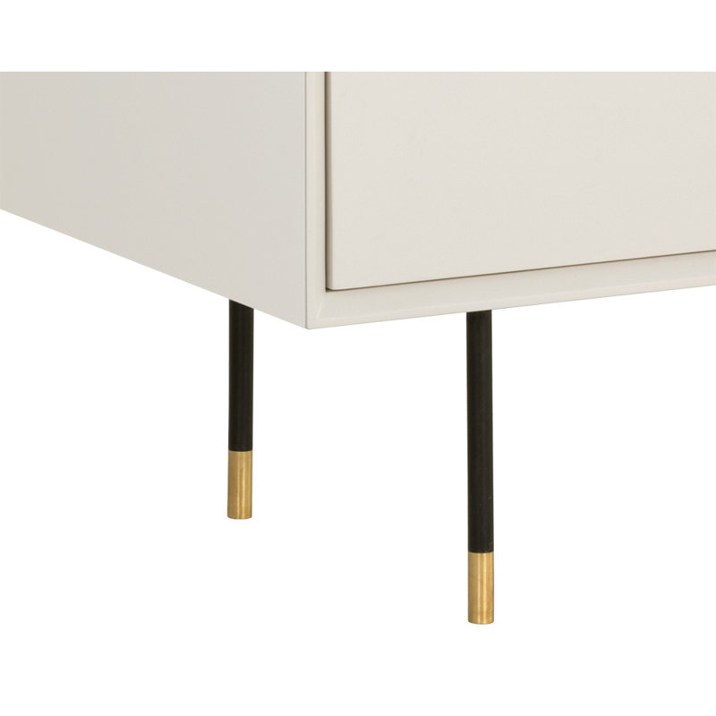 Cream and Black Modern 1-Drawer Nightstand with Gold Accents