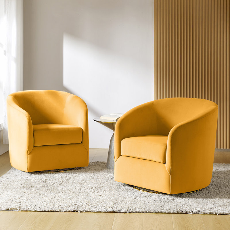Holden Velvet Swivel Accent Chair, Mustard