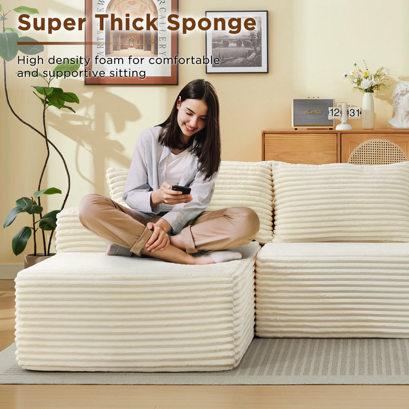 Canapé 57,7 po en fausse fourrure, Beige