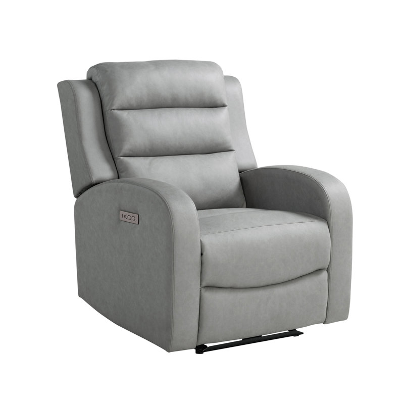 Lamira 34.6" Wide Upholstered Power Recliner with Power Adjustable Headrest 