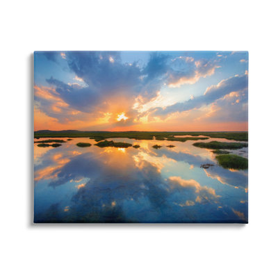 Coastal Lagoon Pond Sublime Orange Blue Sunset Sky