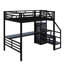 Lit mezzanine double en métal avec bureau, escalier et garde-robe-223685741