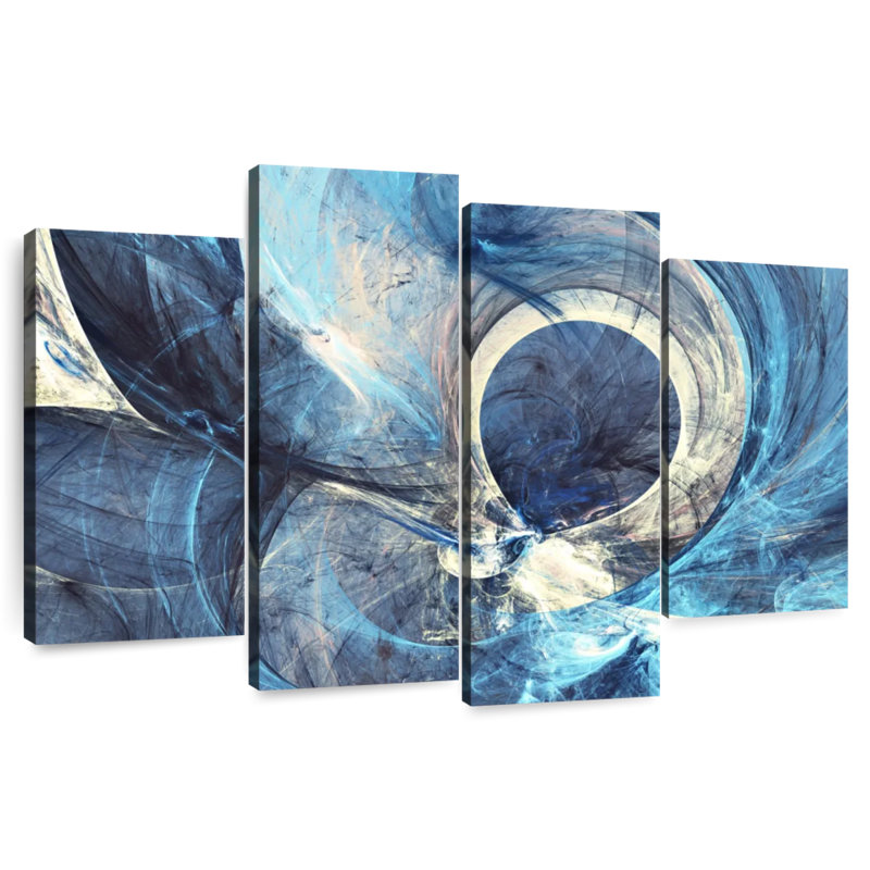 Avery gris et bleu abstrait, H 27 po x l 43 po