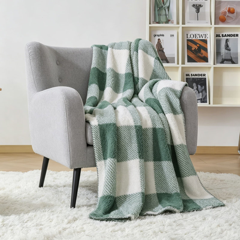 Jeté Sherpa, L 60 po x l 50 po, Vert