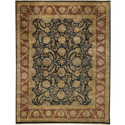 Tapis noir et rouge de haute qualité noué à la main