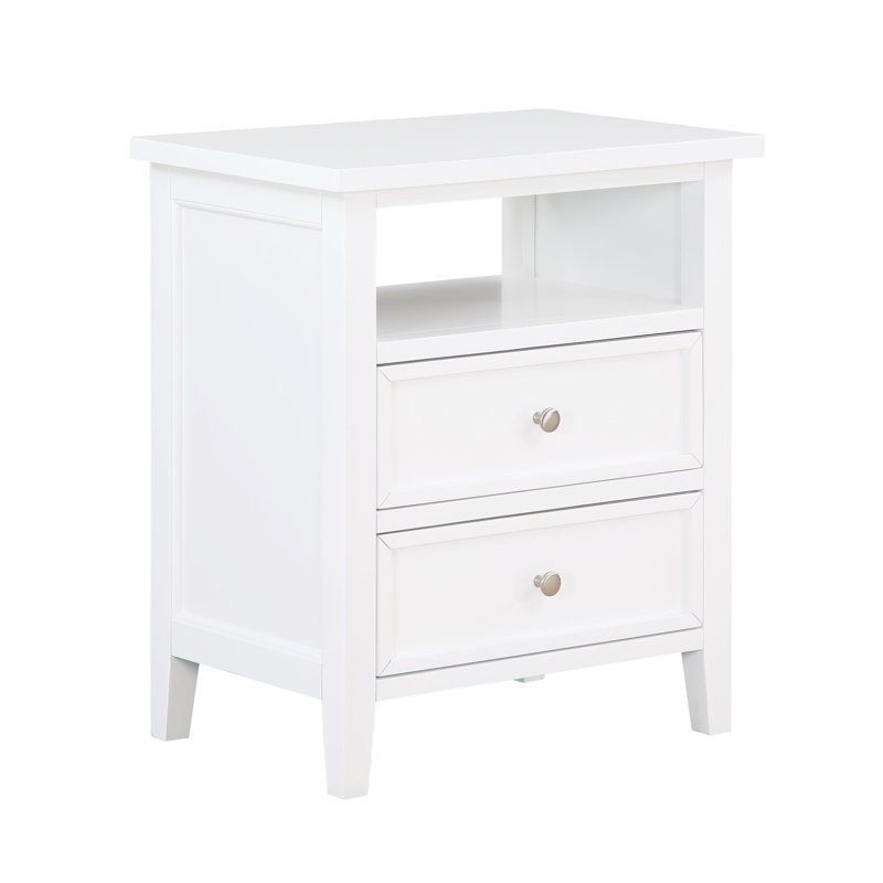 Table de chevet 2 tiroirs Weston White, Blanc