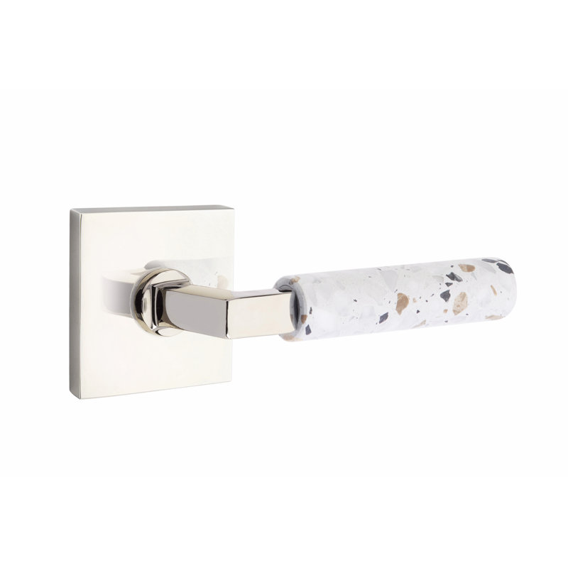 Ensemble de leviers de passage Emtek Select, rosette carrée, tige carrée en L, poignée, CF, Universel/réversible