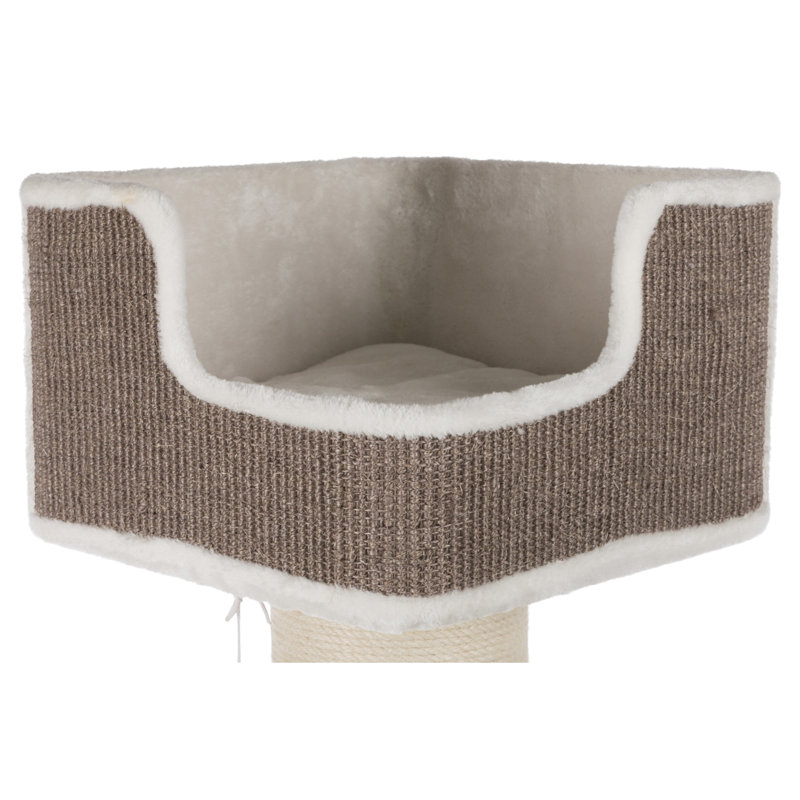 Ava 33.9'' Gray and White Plush Cat Tree with Jute Scratching Post