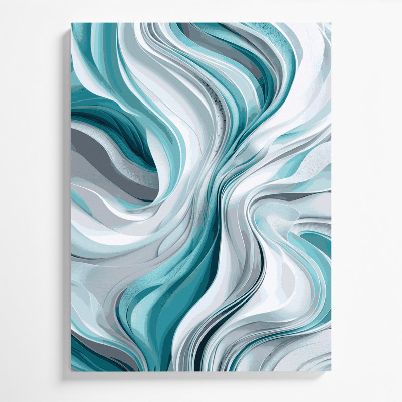 Art numérique sur toile bleue, "Abstraction numérique 39", H 20 po x l 24 po