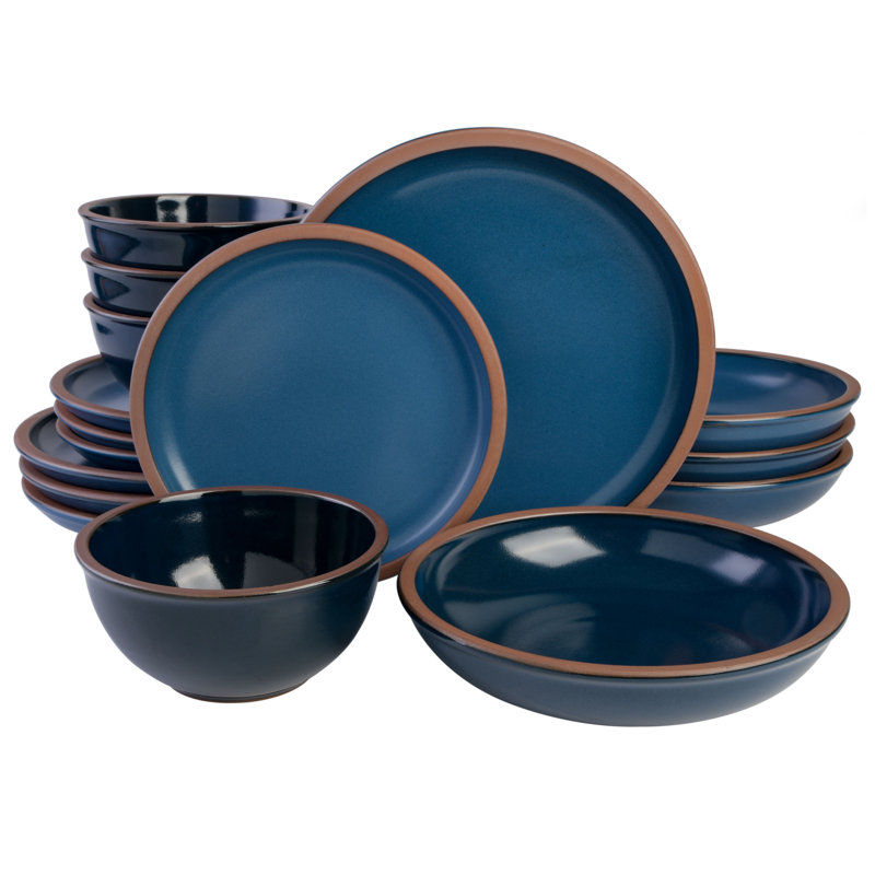 Service de vaisselle Gibson Soho Lounge Lagos Coupe, service pour 4 (16 pièces), Bleu