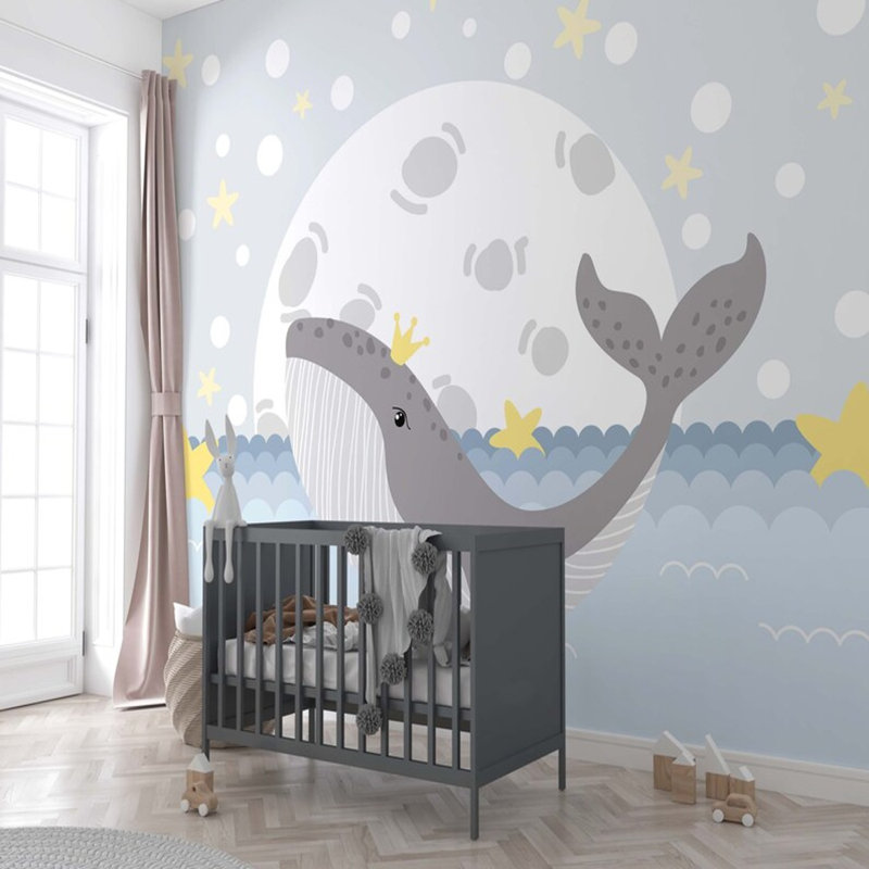 Baleine d'un rêve au clair de lune, L 8 po x l 108 po