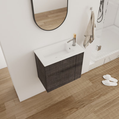 Meuble-lavabo simple 22,02 po avec plateau en céramique Taunja