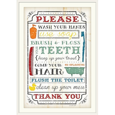 «Bathroom Rules» par Jennifer Pugh, art textuel rétro