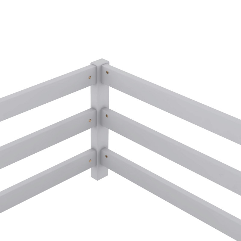 Lit double Montessori avec clôture pour enfants, Gris