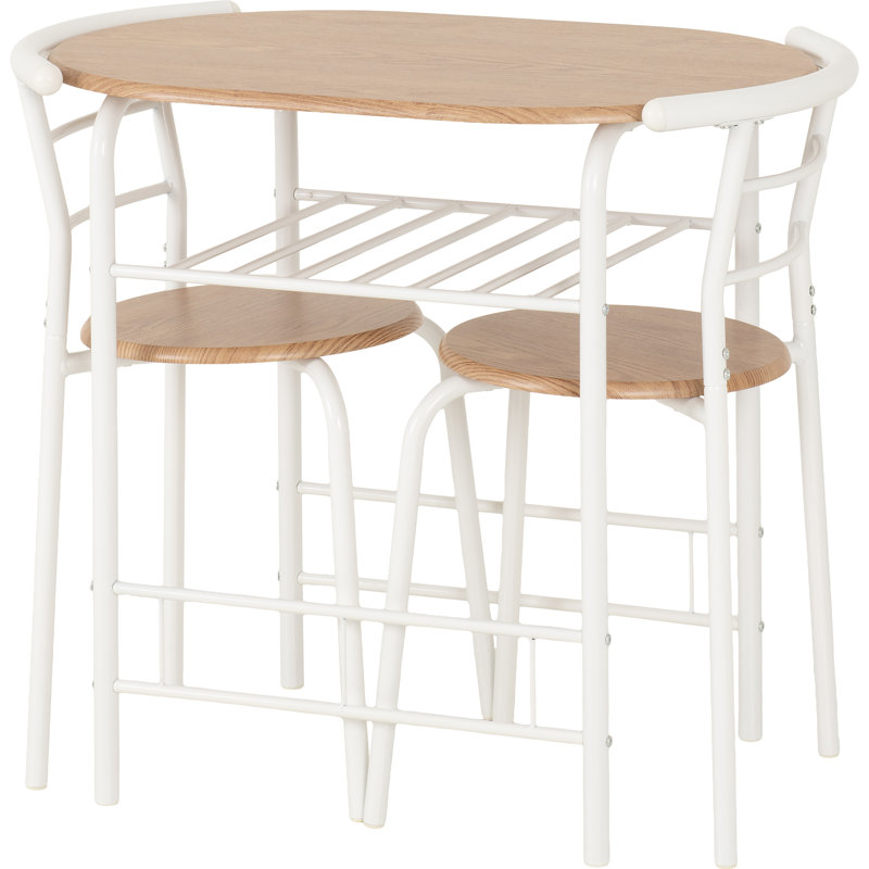 Lennon 2-Person Dining Set, White/Oak