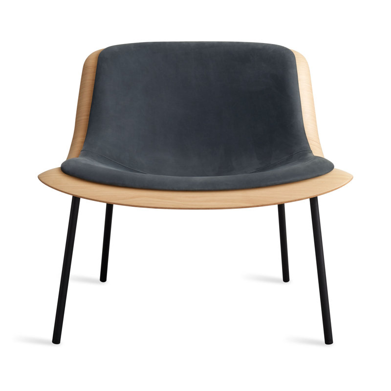 Chaise longue rembourrée en cuir Nonesuch, Encre cuir véritable
