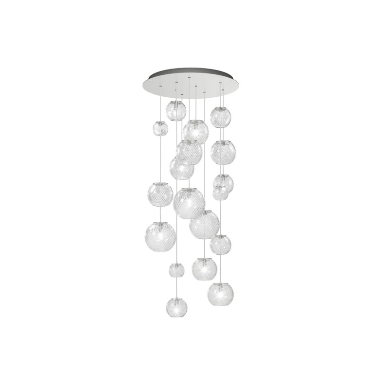 Oto 9 - Light Pendant, Crystal Striped Glass, Satin Nickel