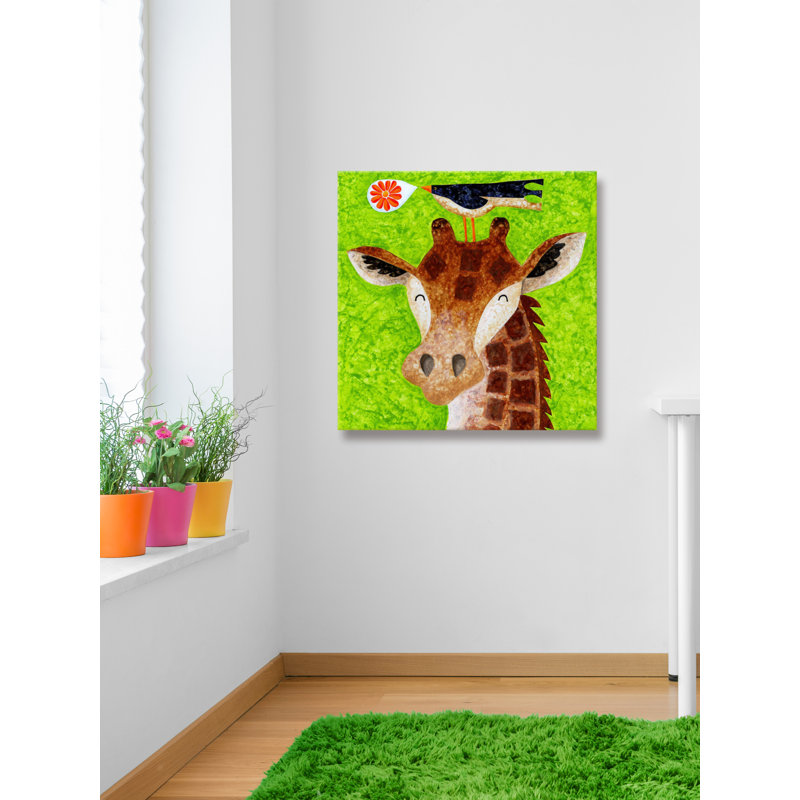 «Giraffe Blossom Ballad» par Janet Nelson, reproduction sur toile tendue, H 40 po x l 40 po x P 1,5 po