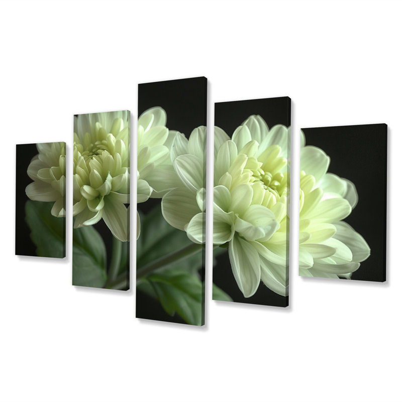 «Green Monicolom Mums Flowers Bouquet» - ensemble d'art mural de mamans