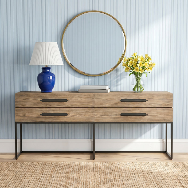 Baxley 76'' Solid Wood Top Console Table, Brown