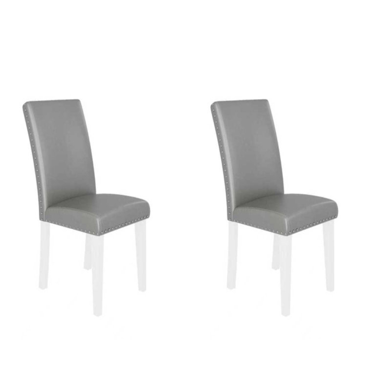Ensemble de 2 chaises de salle à manger rembourrées, en polyuréthane moderne, avec pieds en bois massif et dossier haut, Parsons pour la cuisine / le salon