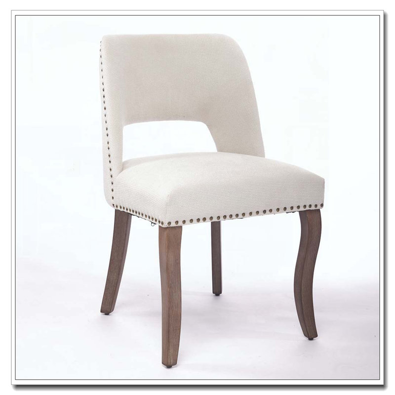 Chaise de salle à manger rembourrée en tissu, chaises de cuisine, chaises de salle à manger en bois, Beige