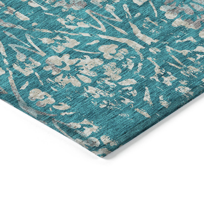 Maliana Washable Floral Indoor / Outdoor Rug, Round 8'