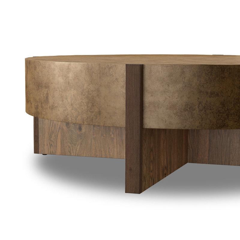 Bingham Coffee Table, 17.75"H x 55"W x 55"D, Antiqued Brass Aluminum