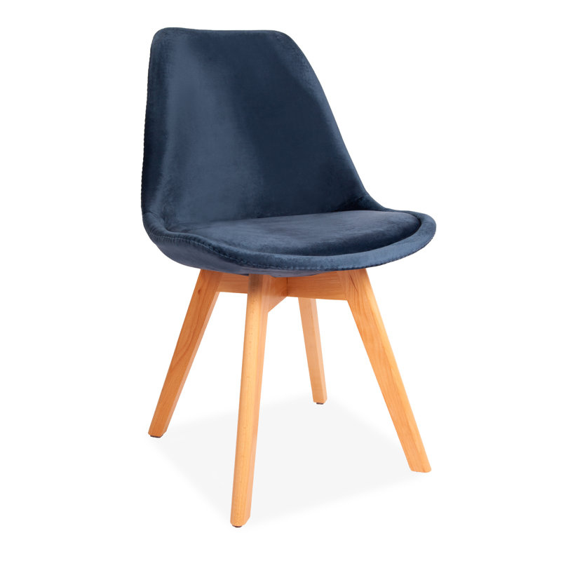 Abert 46cm H Velvet Upholstered Side Chair, Blue, 4