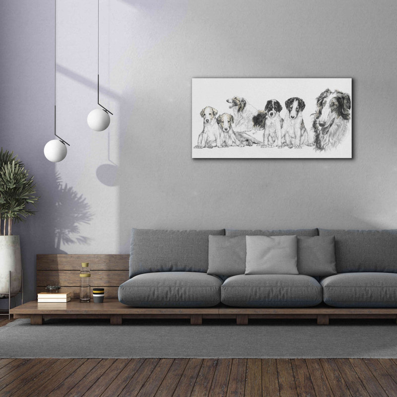 «Growing Up Borzoi» par Barbara Keith, art mural sur toile, H 30 po x l 60 po x P 1,5 po