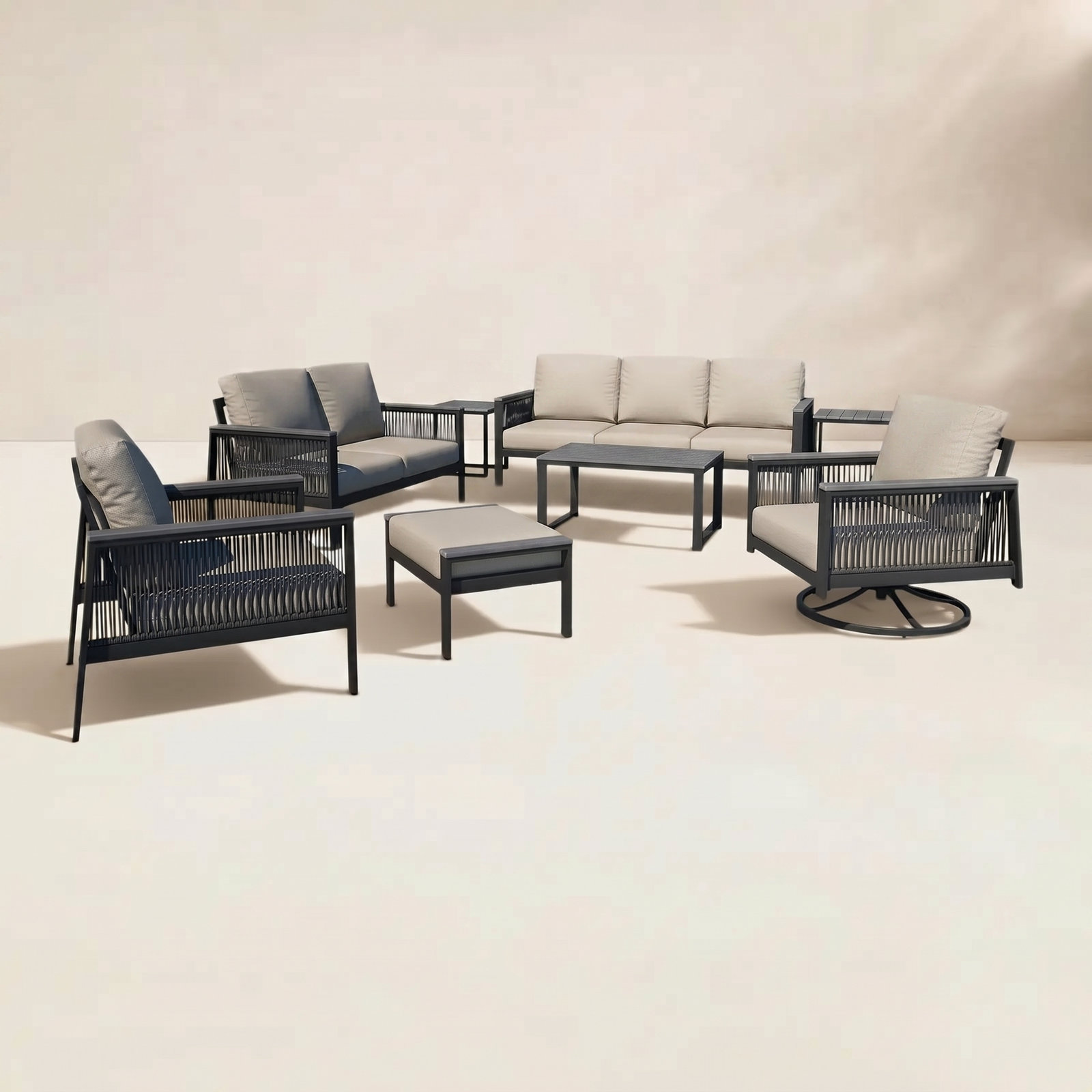 Townsend Patio Seating Group, Cast Silver