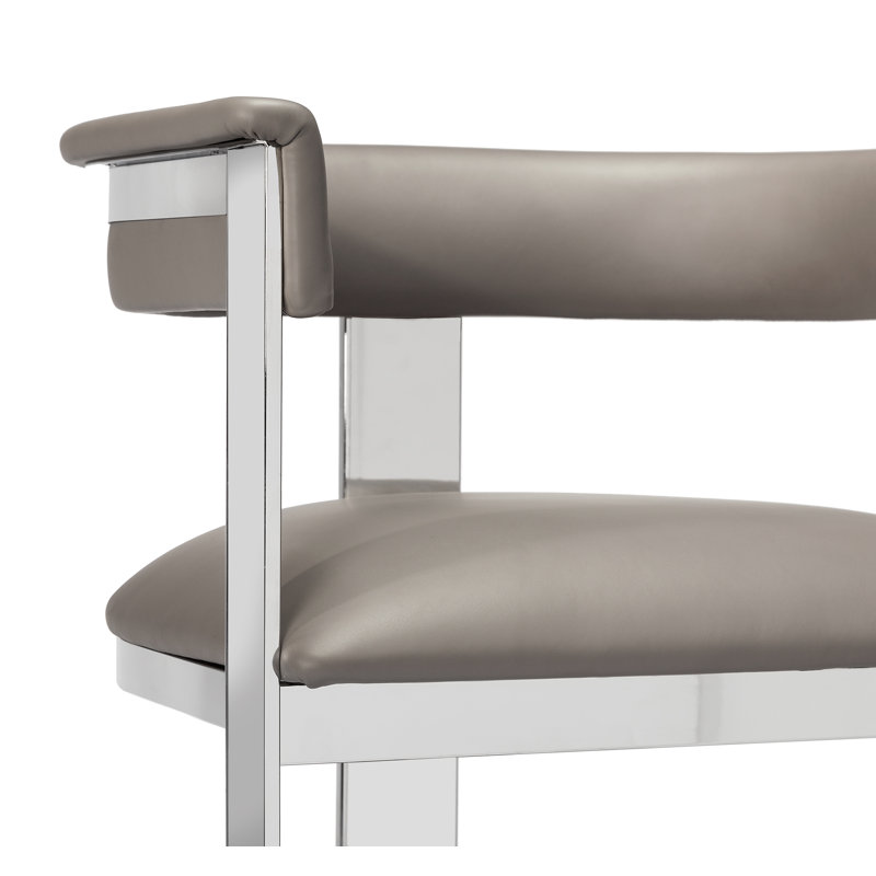Darcy Upholstered Counter Stool with Metal Frame, Fawn Taupe, Antique Bronze, Counter Stool (26" Seat Height)