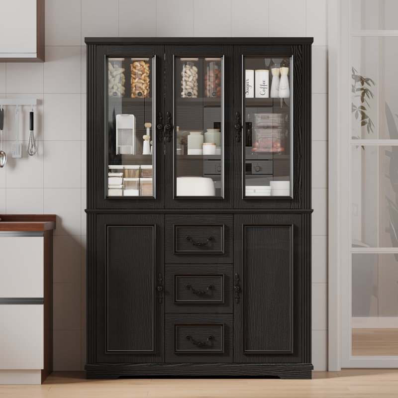  Grande armoire de salle à manger 70 po, Blanc / Brun