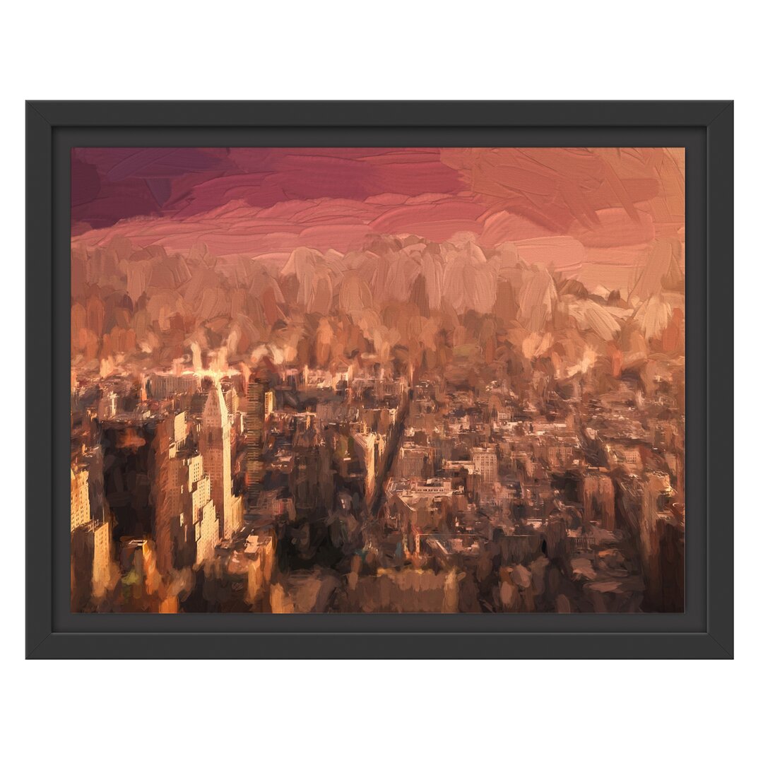 Gerahmtes Wandbild New York City bei Sonnenuntergang