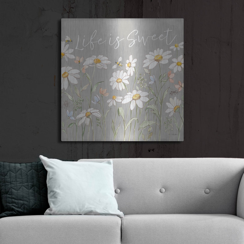  «Daisy Field 4 Sq» par Silvia Vassileva, art mural en métal, 36 po x 36 po, H 36 po x l 36 po